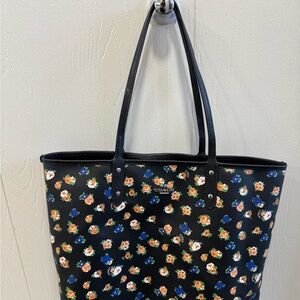 Coach Black Floral Tote Bag